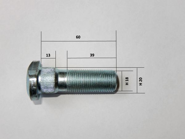 Болт колеса М18х1,5-Н40х60 заднего БЫЧОК 5301-3104019