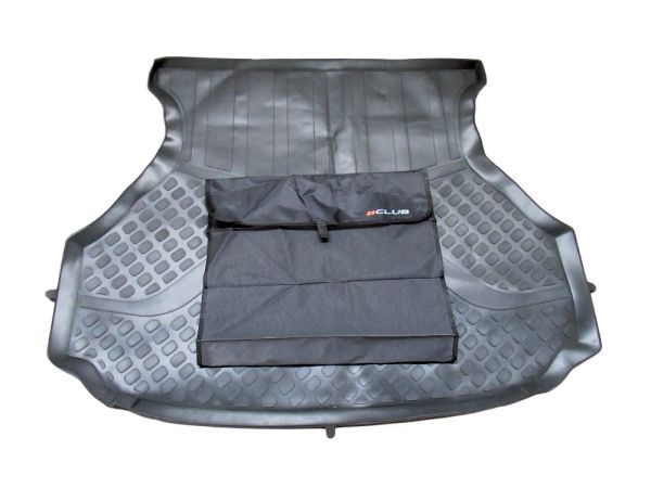 Коврик багажника ВАЗ Гранта лифтбек с защитным фартуком  #CLUB (exclusive)
