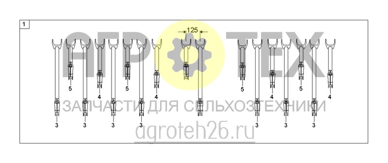 Чертеж  Обзор / сошник WS / расстояниe между рядами 125 мм (ETB-0000000557) 