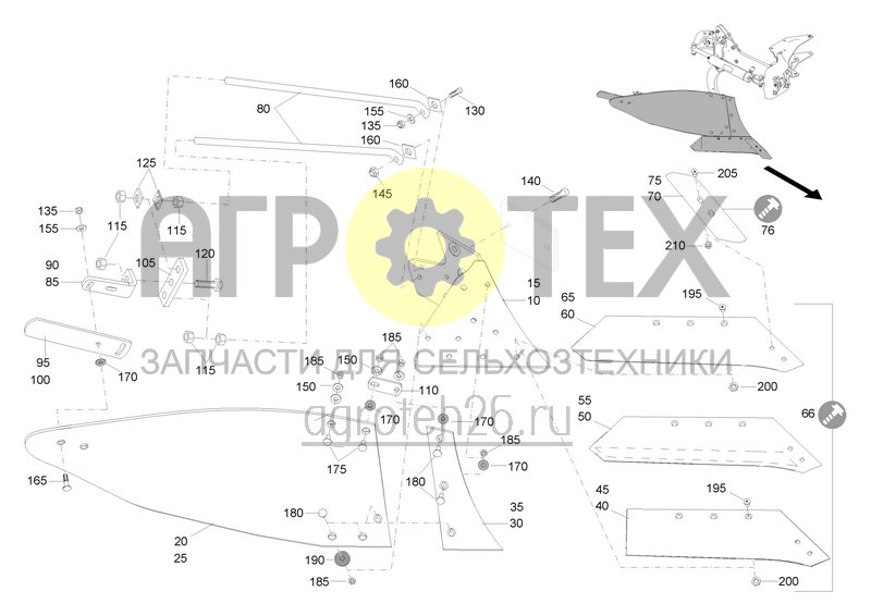  Корпус плуга WXH 400 сторона отвала (ETB-0000000576)  (№75 на схеме)