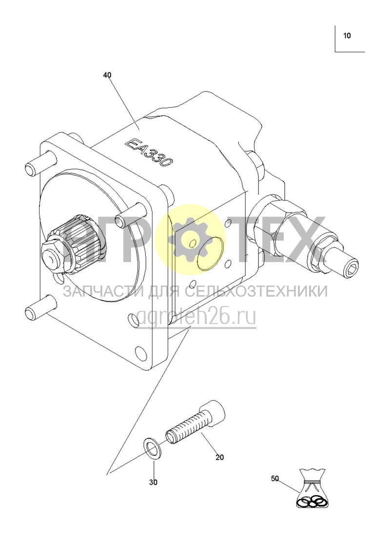  Гидр. двигатель привода вентилятора для тукового сошника (ETB-0000001350)  (№50 на схеме)