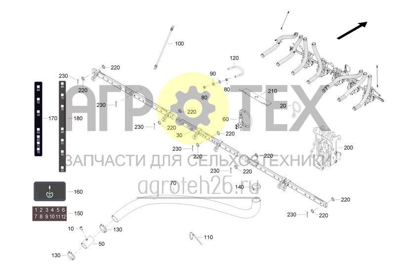  Расстояние между рядами от 42,9 до 60 см - 7 рядов и от 70 до 80 см - 6 рядов VT (1) (ETB-0000001458)  (№70 на схеме)