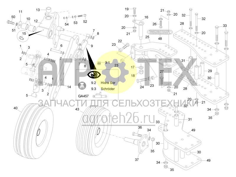  Переднее маятниковое опорное колесо 600, 680, XM, XMS без подкоса с 2020 (ETB-0000001546)  (№43 на схеме)