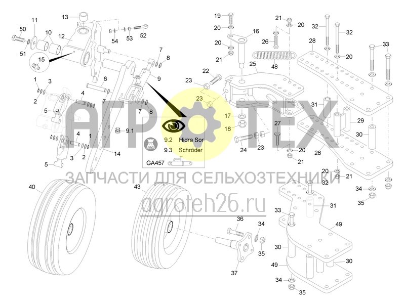  Переднее маятниковое опорное колесо 600, 680, XM, XMS без подкоса с 2020 (ETB-0000001553)  (№40 на схеме)