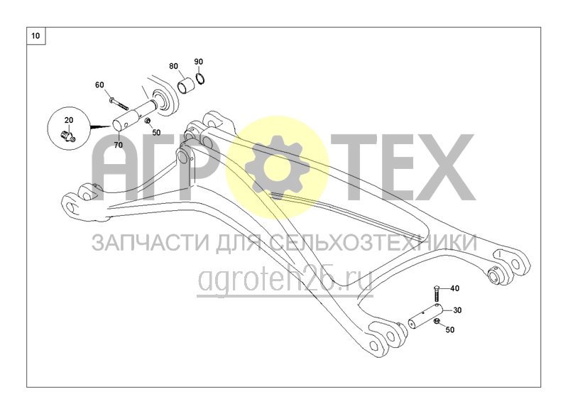Чертеж  Комплект запчастей рычаг поворота ходовой части CTS (ETB-0000001557) 