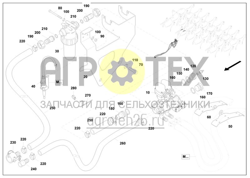  Монтажный комплект дышло / жидкое удобрение DMC (ETB-0000001640)  (№10 на схеме)