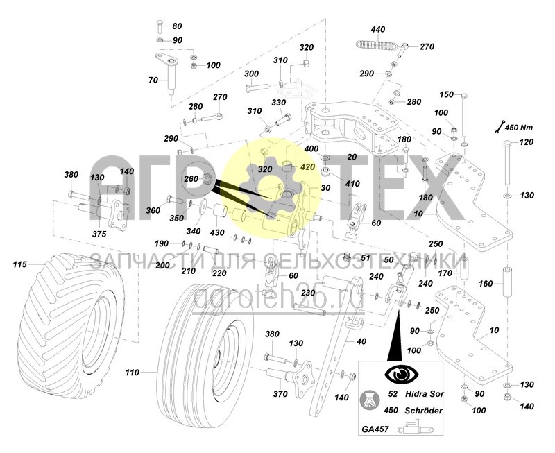 Чертеж  Маятниковое опорное колесо DM 680 / DM 690 спереди мех. для XS (ETB-0000001963) 