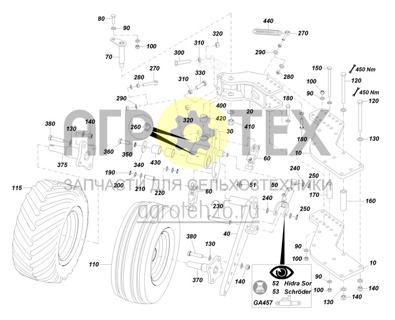  Маятниковое опорное колесо DM 680 / DM 690 спереди мех. для XS (ETB-0000001968)  (№110 на схеме)