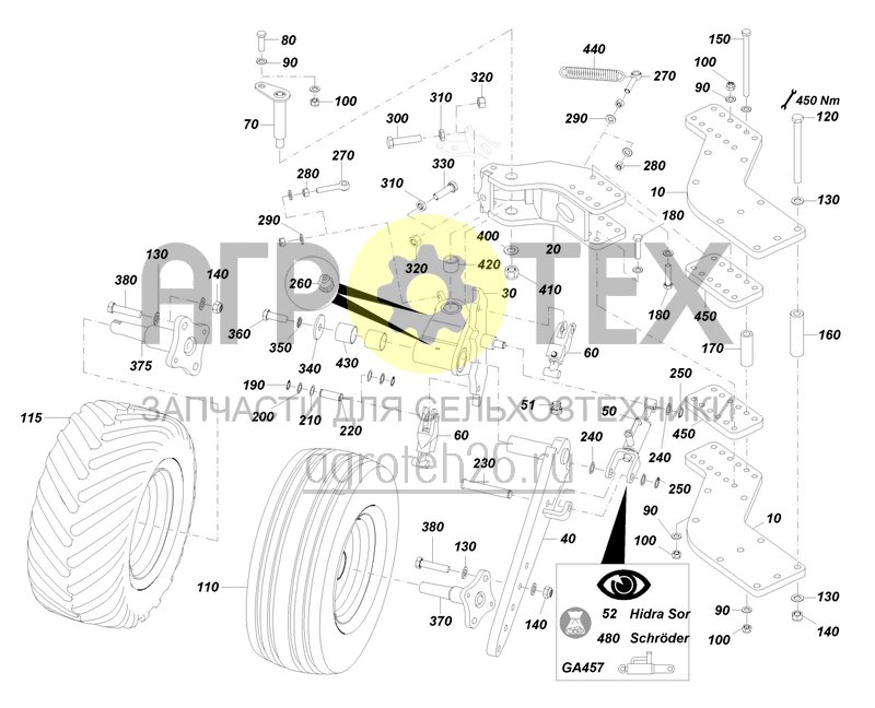  Маятниковое опорное колесо DM 680 / DM 690 спереди мех. для XS Pro (ETB-0000001973)  (№110 на схеме)