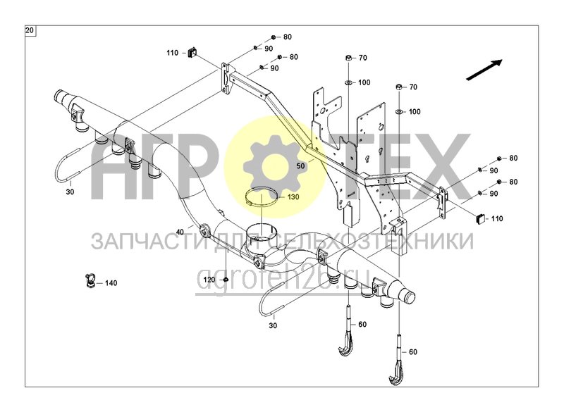 Чертеж  Дважды телескопируемая рама 4500-2C 45 - 75 см (3) (ETB-0000002066) 