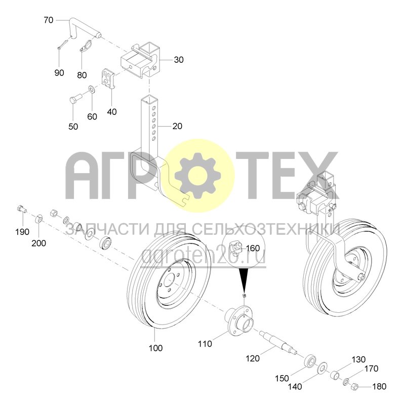 Чертеж  Комплект опорных колес 4x8 AV4 (ETB-0000002465) 