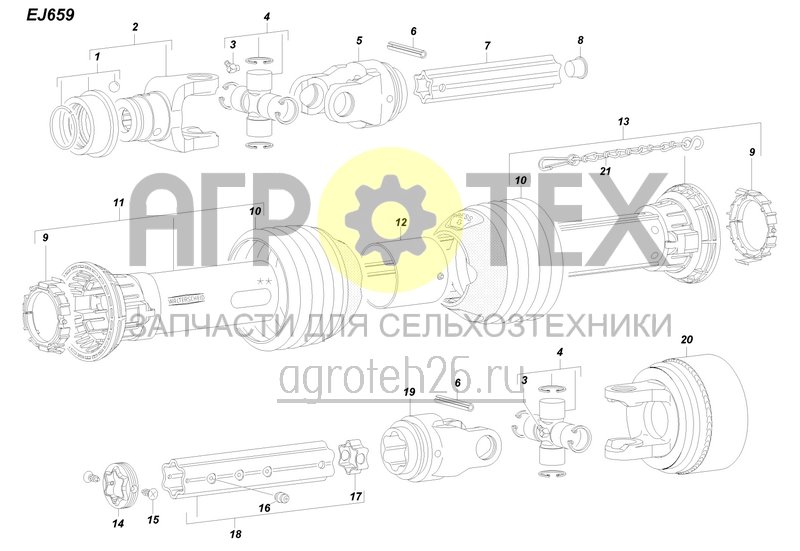  Карданный вал Walterscheid EJ659 (ETB-0000002738)  (№6 на схеме)