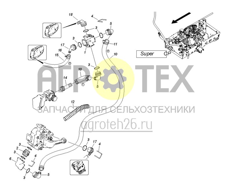  Super CP - шланги для очистки промывочной водой с 12.2020 (ETB-0000003355)  (№9 на схеме)