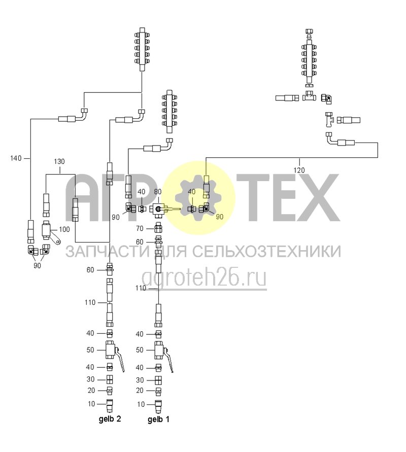  Гидравлическая схема DMC 12 м сошники, гидравлика дышла, блокировка складывания (ETB-0000003453)  (№50 на схеме)