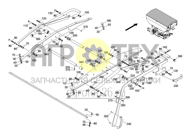  Задняя часть DMC 4200 L / монтажные детали защитный откидной тент (ETB-0000003607)  (№190 на схеме)