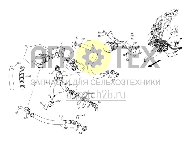 Чертеж  Насос промывочной воды фильтрующий узел, шланги UX 7601/UX 8601 (ETB-0000003643) 