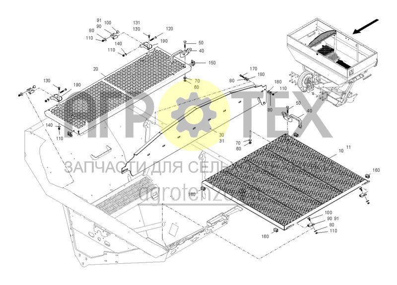 Чертеж  Задняя часть DMC 4200L, решетки, перегородка бункера (ETB-0000003658) 