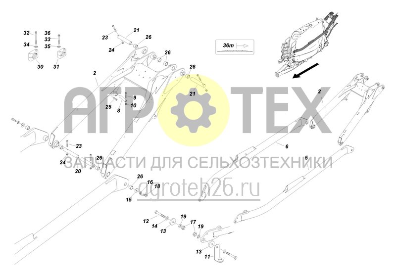  Подъемный механизм штанг UX 7601/UX 8601 (1) (ETB-0000003701)  (№31 на схеме)