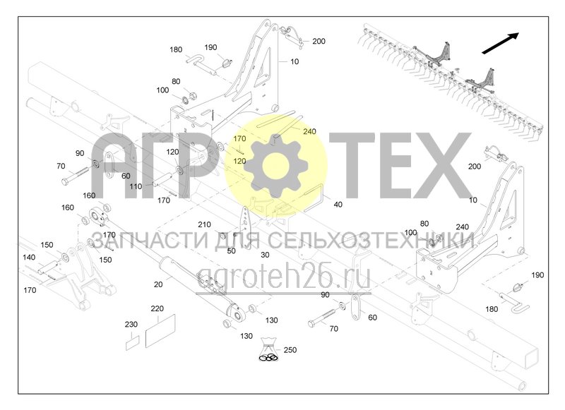 Чертеж  Выравниватель Exakt DMC 9 м XL/ подъемный рычаг, гидроцилиндр (ETB-0000003833) 