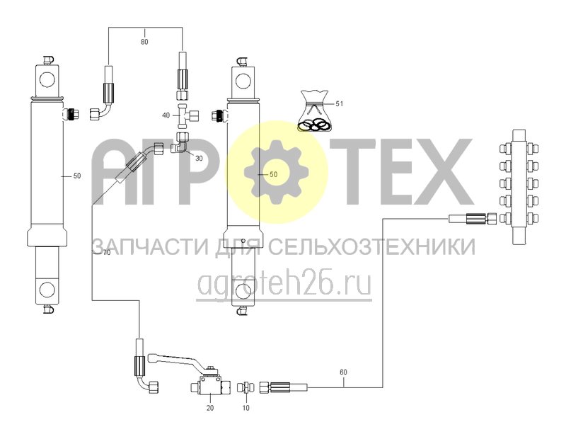  Гидравлическая схема DMC 9 м Super/XL сошники, гидравлические детали задняя навесная система (ETB-0000003935)  (№50 на схеме)