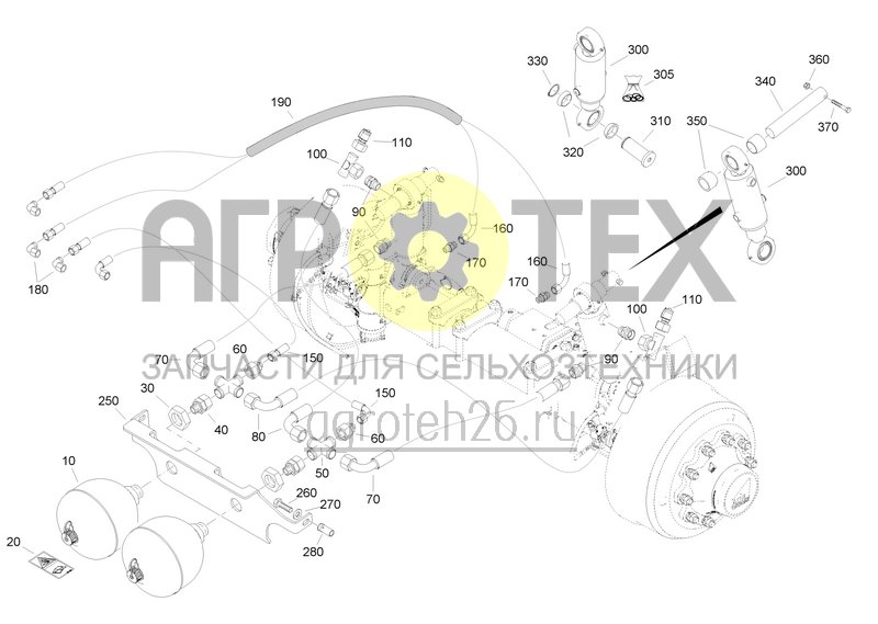  Управляемая ось с гидропневматической подвеской UX 7601/UX 8601 (3) (ETB-0000004426)  (№50 на схеме)