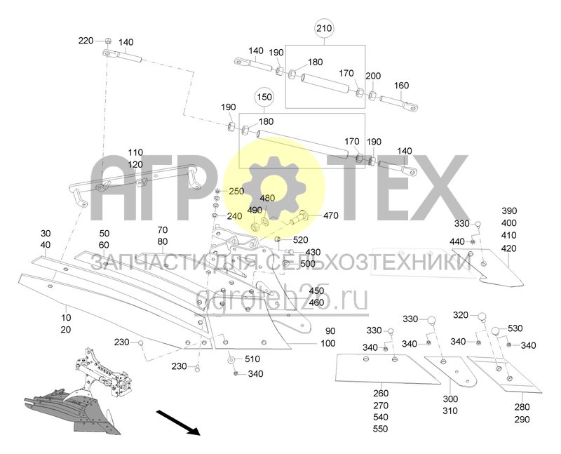  Корпус плуга STU40 сторона отвала (ETB-0000004439)  (№210 на схеме)