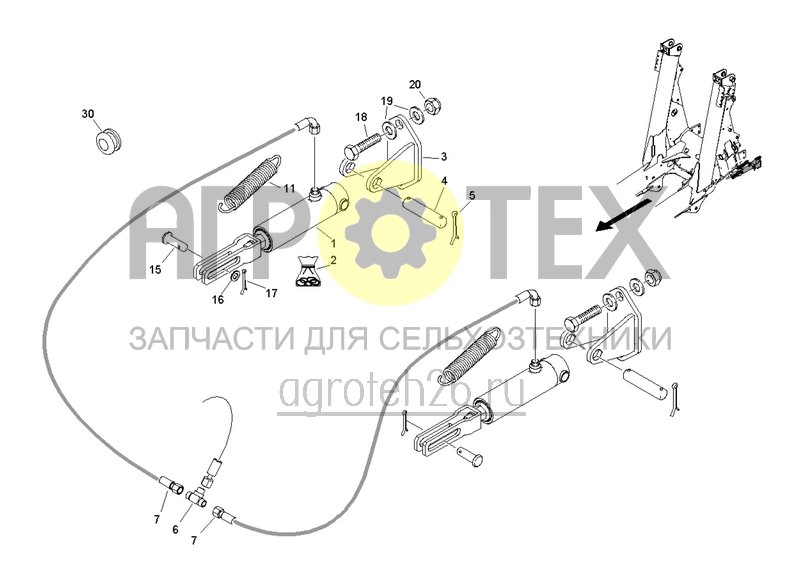 Чертеж  Гидравлический тормоз гидроцилиндр UX 7601- UX 8601 (ETB-0000004656) 