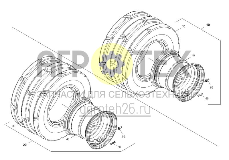 Чертеж  Двойное уплотняющее колесо (ETB-0000005021) 