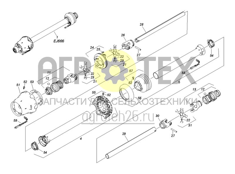  Карданный вал EJ666 (ETB-0000005041)  (№26 на схеме)