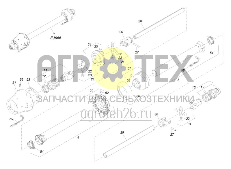  Карданный вал EJ666 (ETB-0000005045)  (№26 на схеме)