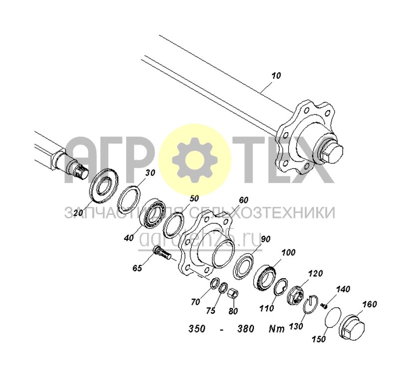  Бестормозная ось с колесной гайкой с фланцем M20 (ETB-0000005533)  (№60 на схеме)