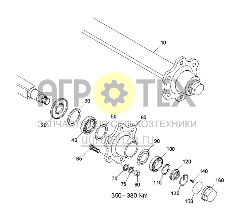  Бестормозная ось с колесной гайкой с фланцем M20 (ETB-0000005546)  (№110 на схеме)