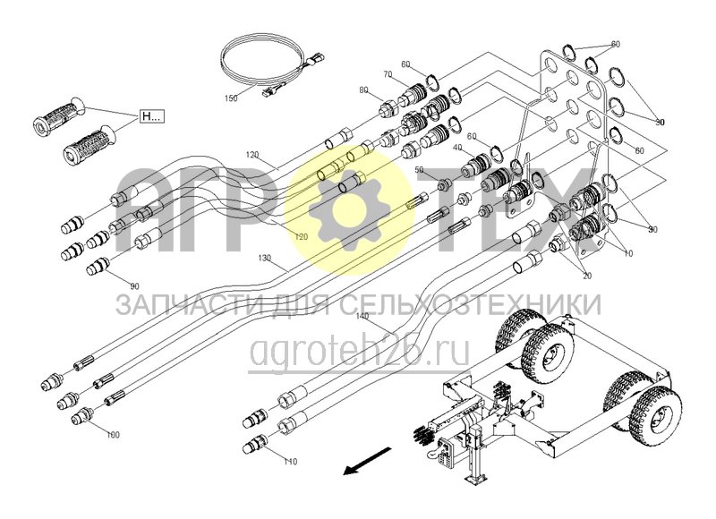  Гидр. комплект передняя тележка DMC 12000 (ETB-0000005658)  (№130 на схеме)