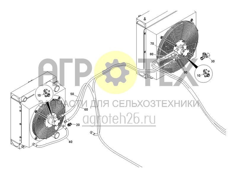 Чертеж  Привод двигателей системы охлаждения (ETB-0000005702) 