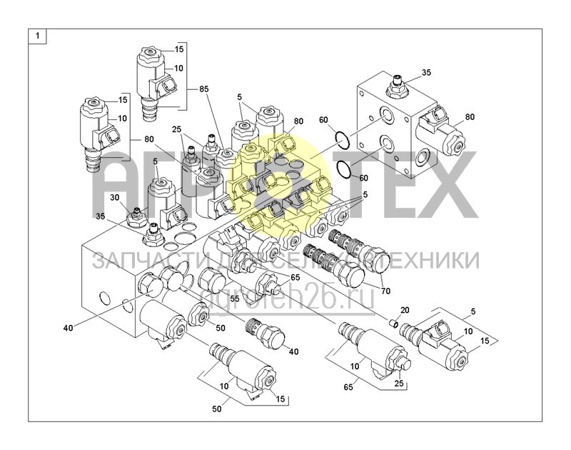 Чертеж  Блок клапанов с одной опцией (1) (ETB-0000005854) 