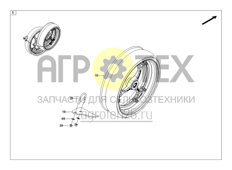 Чертеж  Комплект ходовых колес 400 X 115 обод со спицами (ETB-0000005929) 