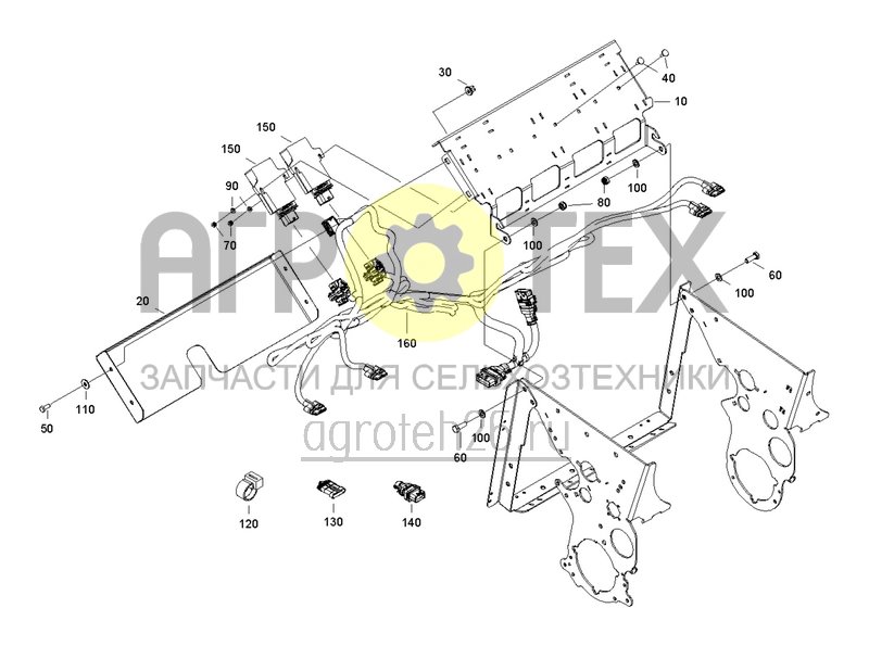  Кабельный жгут для переключения отдельных рядов на заднем бункере удобрений для 4 рядов (ETB-0000005973)  (№150 на схеме)