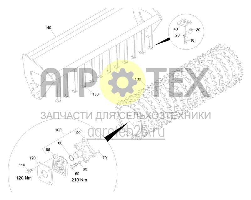 Чертеж  Зубчатый уплотняющий каток PW 2001-600-125 (ETB-0000006231) 