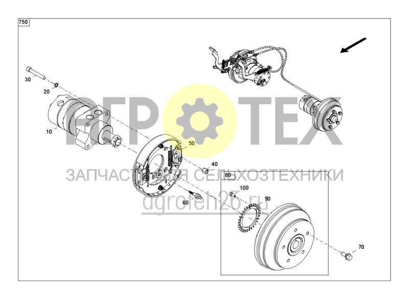 Чертеж  Hydraulik Motor mit Bremse vorne links (ETB-0000006567) 