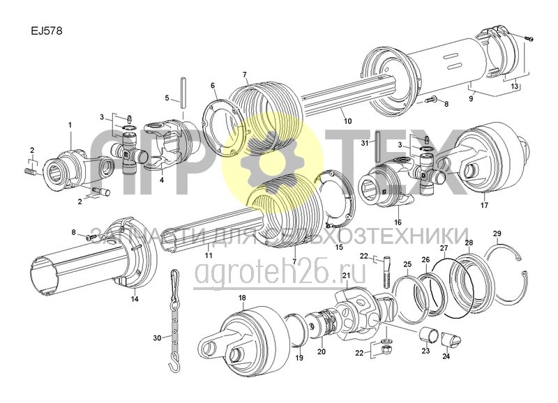 Чертеж  Gelenkwelle Bondioli &amp; Pavesi EJ578 (ETB-0000006694) 