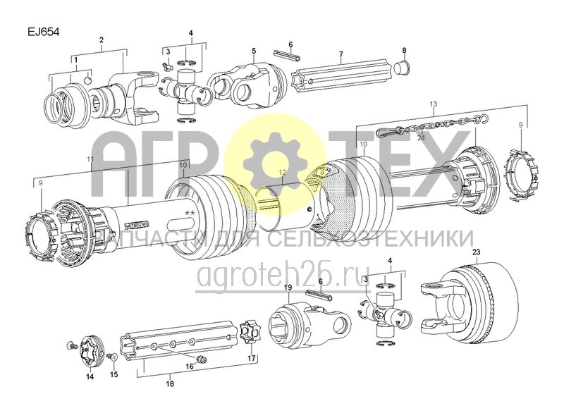 Чертеж  Gelenkwelle Walterscheid EJ654 (ETB-0000006698) 