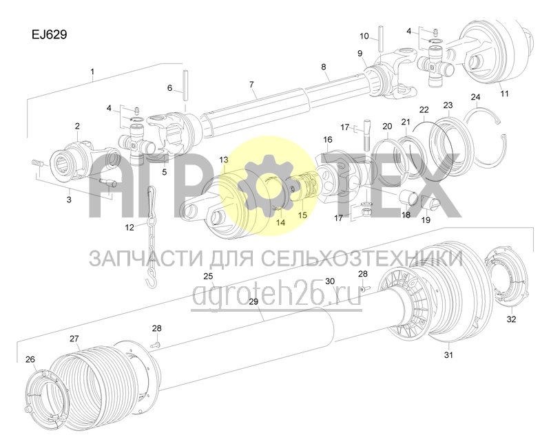  Gelenkwelle Bondioli &amp; Pavesi EJ629 (ETB-0000007109)  (№4 на схеме)