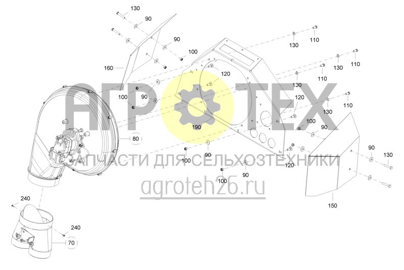 Чертеж  Gebl?se f?r Central Seed Supply und D?nger mit Hydraulikmotor 14,3 ccm (1) (ETB-0000007306) 