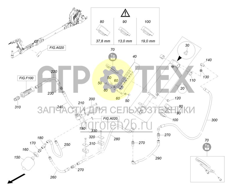  Hydraulik mit mechanischer Arbeitstiefenverstellung 6+0 6+1 (ETB-0000008296)  (№300 на схеме)