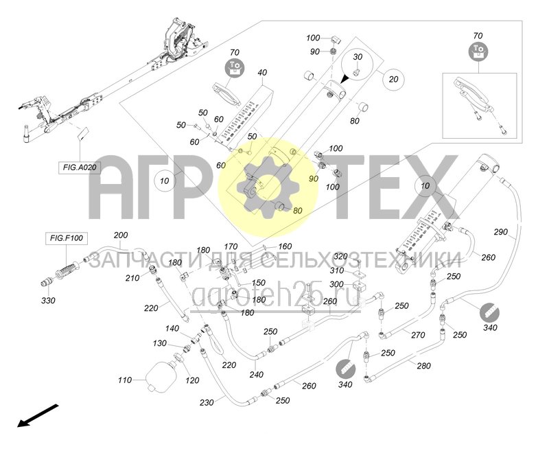  Hydraulischer Arbeitstiefenverstellung 6+0 6+1 (ETB-0000008302)  (№290 на схеме)