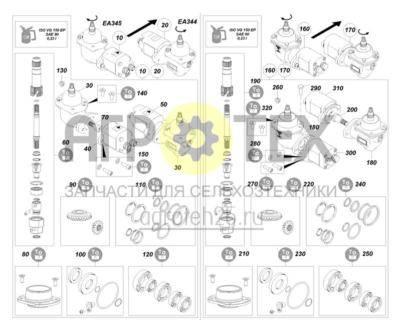 Чертеж  (RUS)Getriebe au?en hydraulisch (geschaltet) - EA344/EA345 (ETB-000836) 