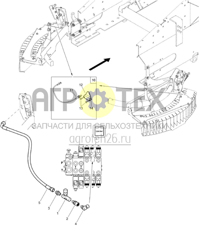  Гидравлика для Limiter над гидравлическим блоком (ETB-000902)  (№12 на схеме)