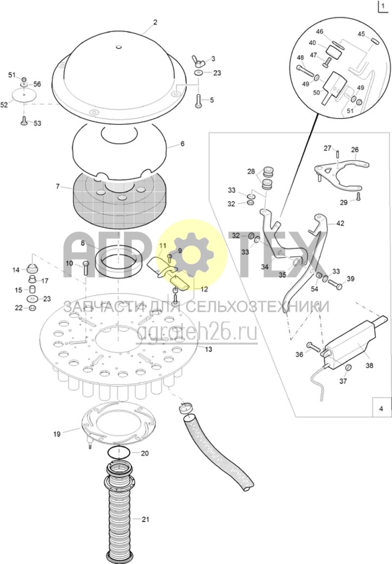 Чертеж  (RUS)Verteilerkopf mit Fahrgasse 16.6cm Reihenabstand / 21 Ausl?ufe (ETB-001909) 