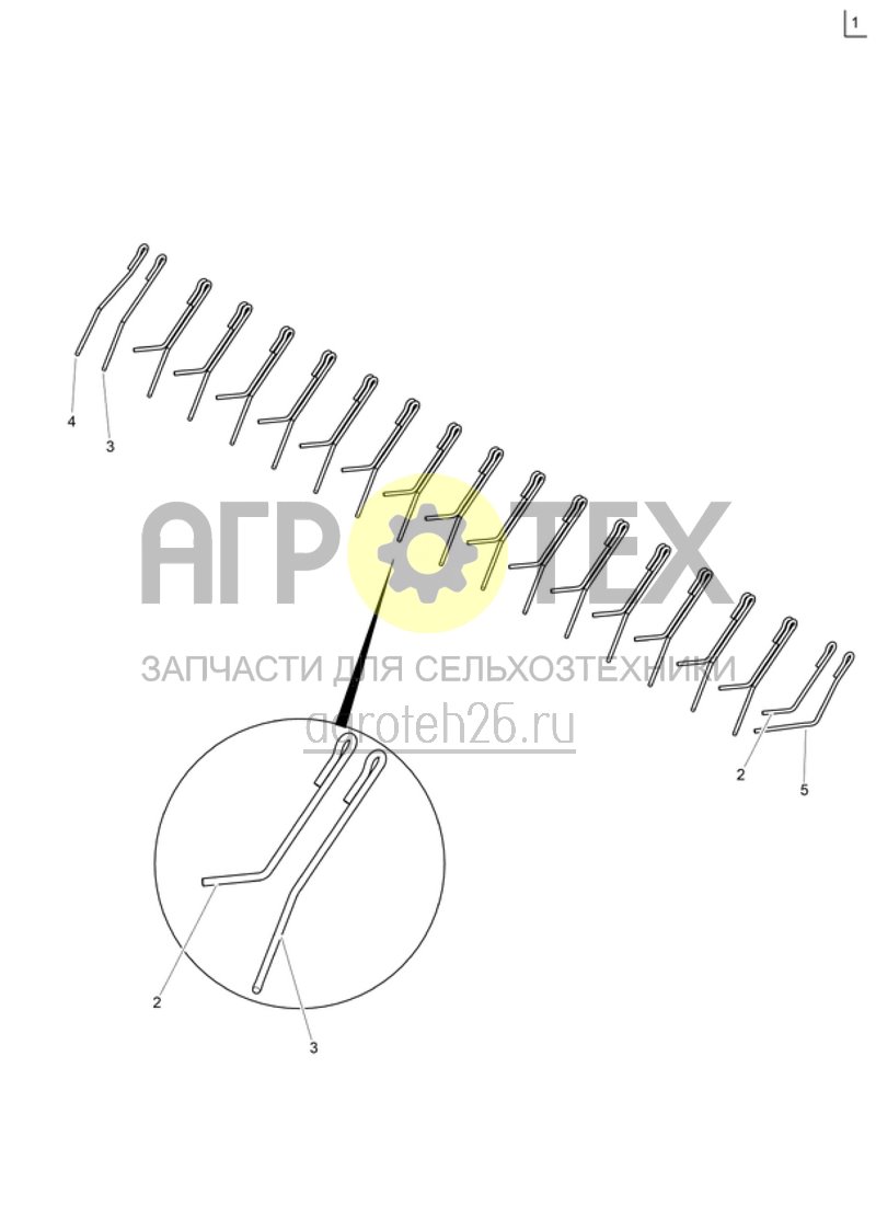 Чертеж  Пружинные зубья для Cirrus 03 комплект 4M (ETB-002587) 