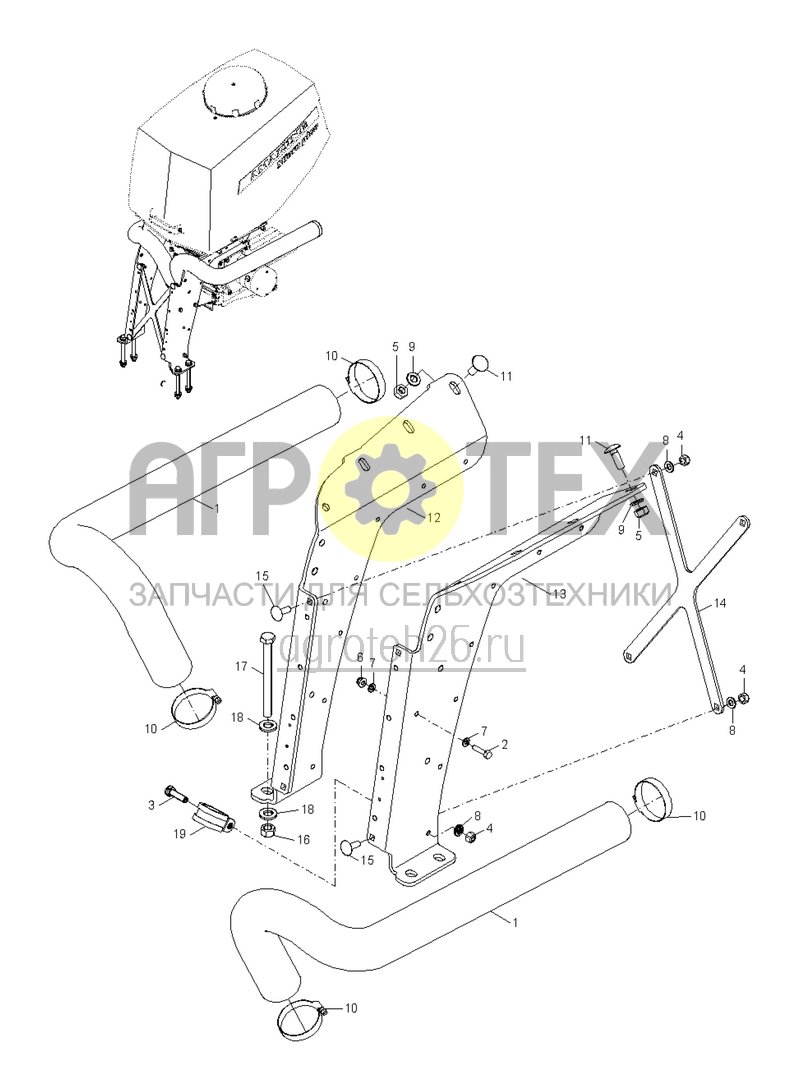 Чертеж  (RUS)Beh?lterkonsole f?r Mikrogranulatstreuer Anbau an Rahmenrohr (ETB-002837) 